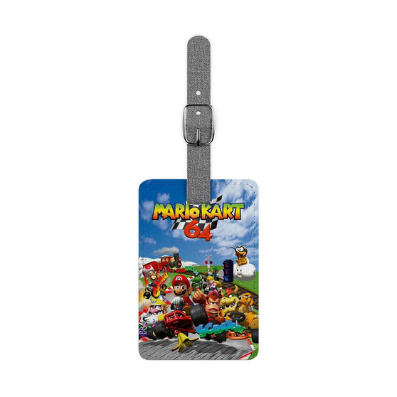 Mario Kart 64 Saffiano Polyester Rectangle White Luggage Tag