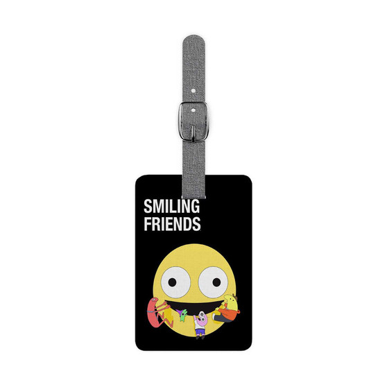 Smiling Friends Saffiano Polyester Rectangle White Luggage Tag Label