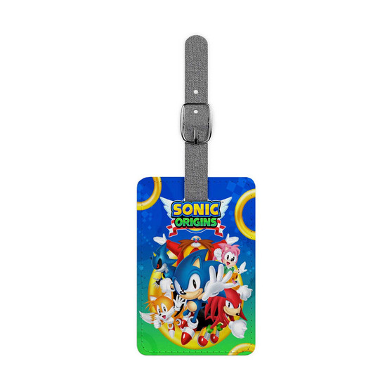 Sonic Origins Saffiano Polyester Rectangle White Luggage Tag Label