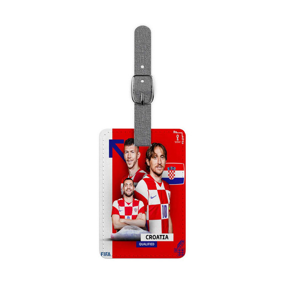 Croatia World Cup 2022 Saffiano Polyester Rectangle White Luggage Tag Label