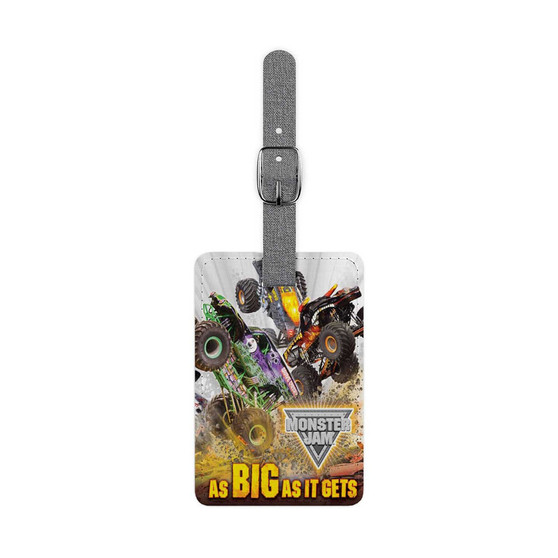 Monster Jam As Big As It Gets Saffiano Polyester Rectangle White Luggage Tag Label