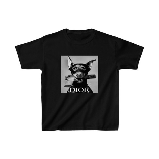 Doberman Gun Fashion Kids T-Shirt Unisex Clothing Heavy Cotton Tee