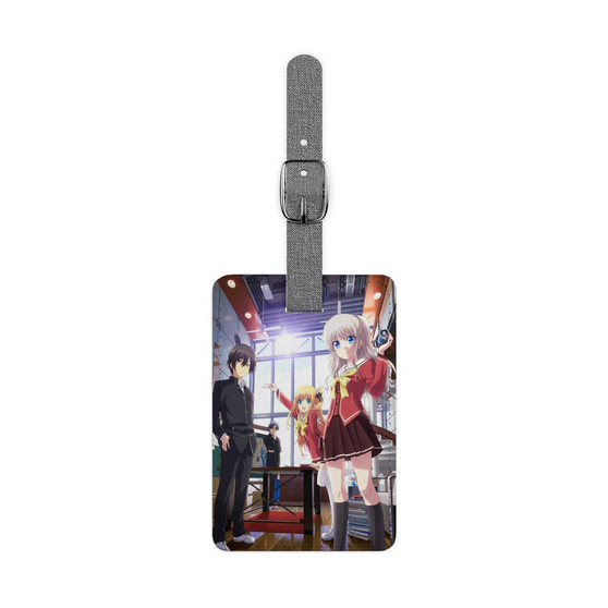 Charlotte Anime Saffiano Polyester Rectangle White Luggage Tag Label