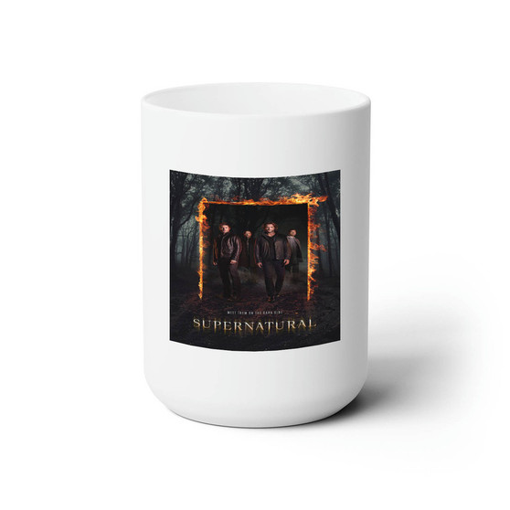 Supernatural Mee Them on The Dark Side White Ceramic Mug 15oz Sublimation With BPA Free