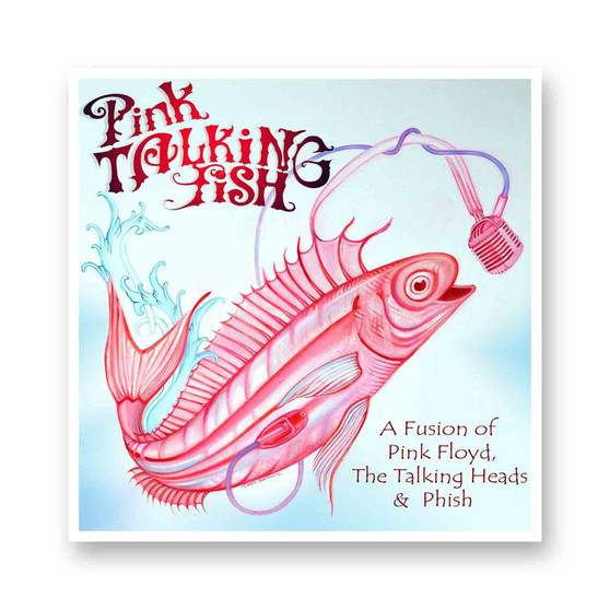 Pink Talking Fish White Transparent Vinyl Glossy Kiss-Cut Stickers
