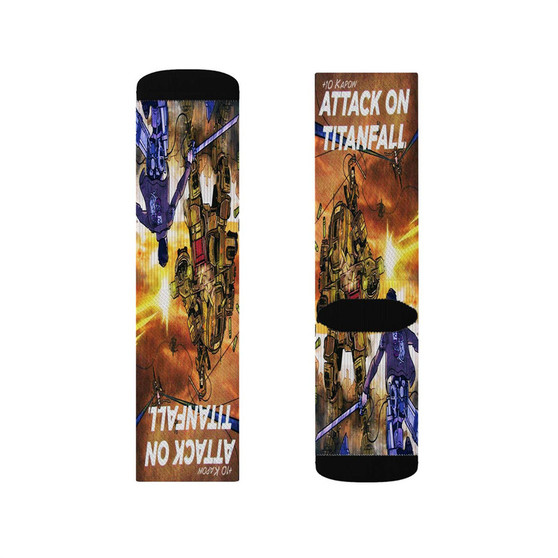 Attack on Titanfall Anime Polyester Sublimation Socks Unisex Regular Fit White