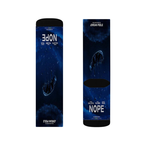 Nope Movie Polyester Sublimation Socks Unisex Regular Fit White