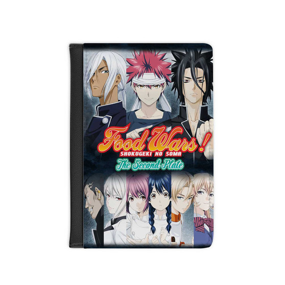 Food Wars PU Faux Leather Passport Cover Black Wallet Holders Luggage Travel