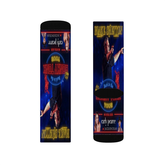 Blake Shelton Back To The Honky Tonk Tour Sublimation Socks Polyester Unisex Regular Fit White