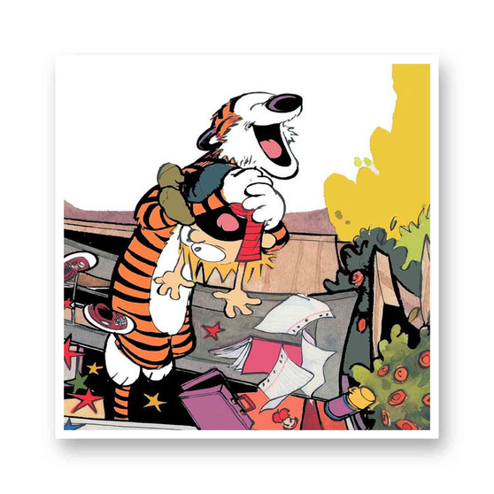 Calvin and Hobbes White Transparent Kiss-Cut Stickers Vinyl Glossy