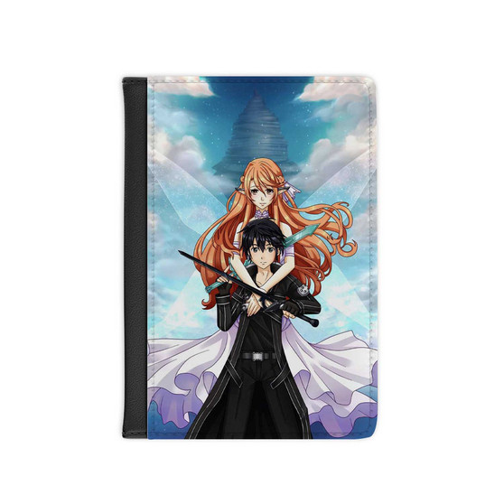 Kirito and Asuna Sword Art Online PU Faux Leather Passport Cover Black Wallet Holders Luggage Travel