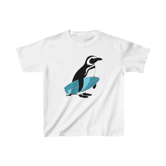 Penguin Surfing Kids T-Shirt Clothing Heavy Cotton Tee