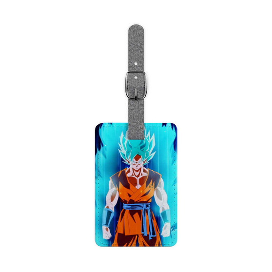 Goku Super Saiyan Blue Dragon Ball Super Best Polyester Saffiano Rectangle White Luggage Tag Card Insert