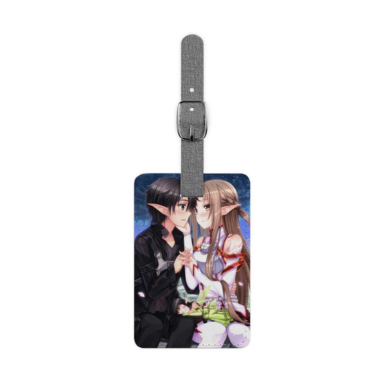 Sword Art Online Kirto and Asuna Polyester Saffiano Rectangle White Luggage Tag Card Insert