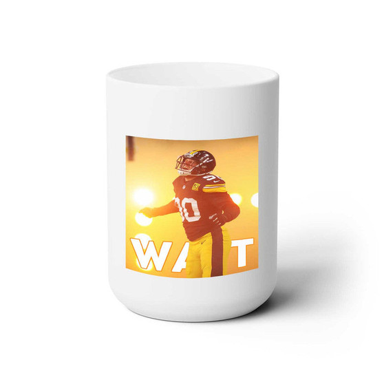 TJ Watt Pittsburgh Steelers White Ceramic Mug 15oz With BPA Free