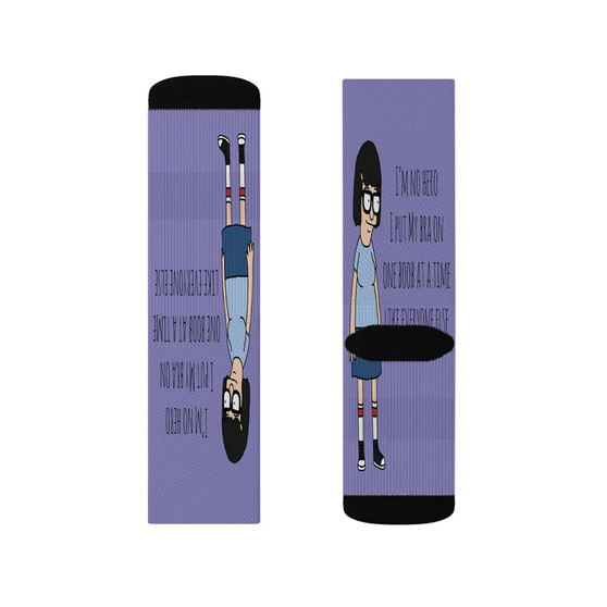 Bobs Burger Tina Belcher Quote Sublimation White Socks Polyester Unisex Regular Fit