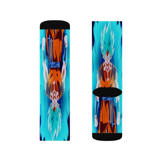 Goku Super Saiyan Blue Dragon Ball Super Best Sublimation White Socks Polyester Unisex Regular Fit