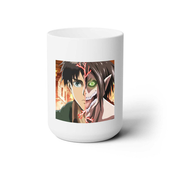 Eren Yeager Attack on Titan White Ceramic Mug 15oz With BPA Free