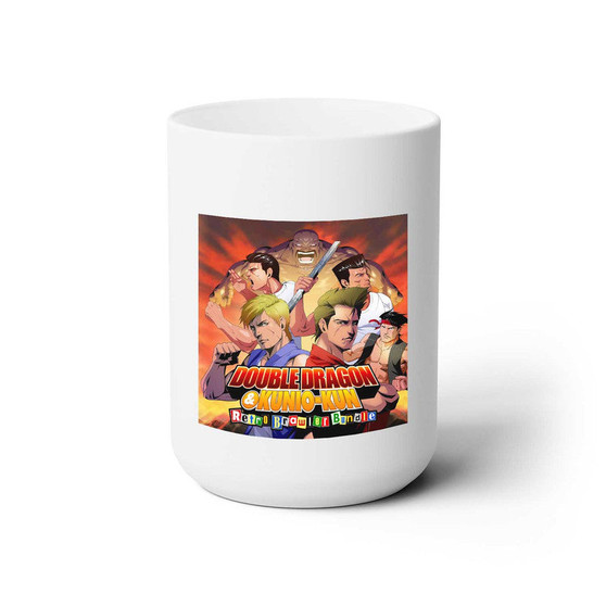 DOUBLE DRAGON Kunio kun Retro Brawler Bundle White Ceramic Mug 15oz With BPA Free