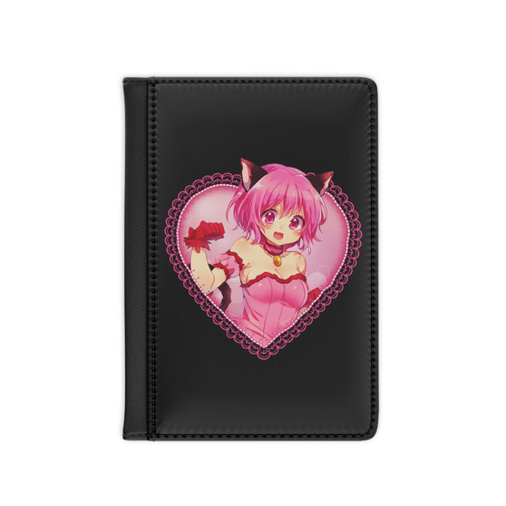 Ichigo Momomiya Tokyo Mew Mew PU Faux Black Leather PU Faux Black Leather Passport Cover Wallet Holders Luggage Travel