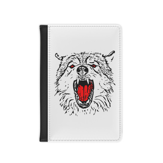 Wolf Roar PU Faux Black Leather Passport Cover Wallet Holders Luggage Travel