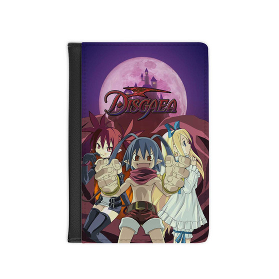 Disgaea PU Faux Black Leather Passport Cover Wallet Holders Luggage Travel