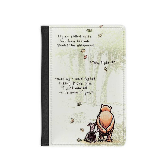 Pooh and Piglet Quotes Disney PU Faux Leather Passport Cover Wallet Black Holders Luggage Travel