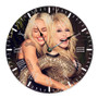 Miley Cyrus and Dolly Parton Round Non-ticking Wooden Wall Clock