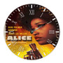 Alice 2022 Round Non-ticking Wooden Black Pointers Wall Clock