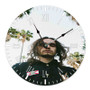 Kevin Pouya Custom Wall Clock Round Non-ticking Wooden Black Pointers