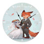 Nick and Judy Maried Zootopia Wall Clock Round Non-ticking Wooden