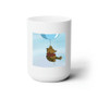 Winnie The Pooh Flying With Balloon Custom White Ceramic Mug 15oz Sublimation BPA Free