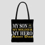 Military Dad My Son Custom Tote Bag AOP With Cotton Handle