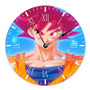 Goku Super Saiyan God Custom Wall Clock Round Non-ticking Wooden