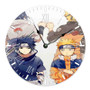 Naruto Shippude Sasuke and Uzumaki Custom Wall Clock Round Non-ticking Wooden