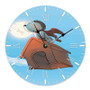 The Peanuts Snoopy Flying Custom Wall Clock Round Non-ticking Wooden