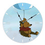 Winnie The Pooh Flying With Balloon Custom Wall Clock Round Non-ticking Wooden