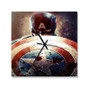 Steve Rogers Captain America Custom Wall Clock Square Wooden Silent Scaleless Black Pointers