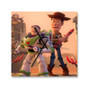 Toy Story Woody and Buzz Disney Custom Wall Clock Square Wooden Silent Scaleless Black Pointers