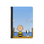 The Peanuts Snoopy and Charlie Brown Custom PU Faux Leather Passport Cover Wallet Black Holders Luggage Travel