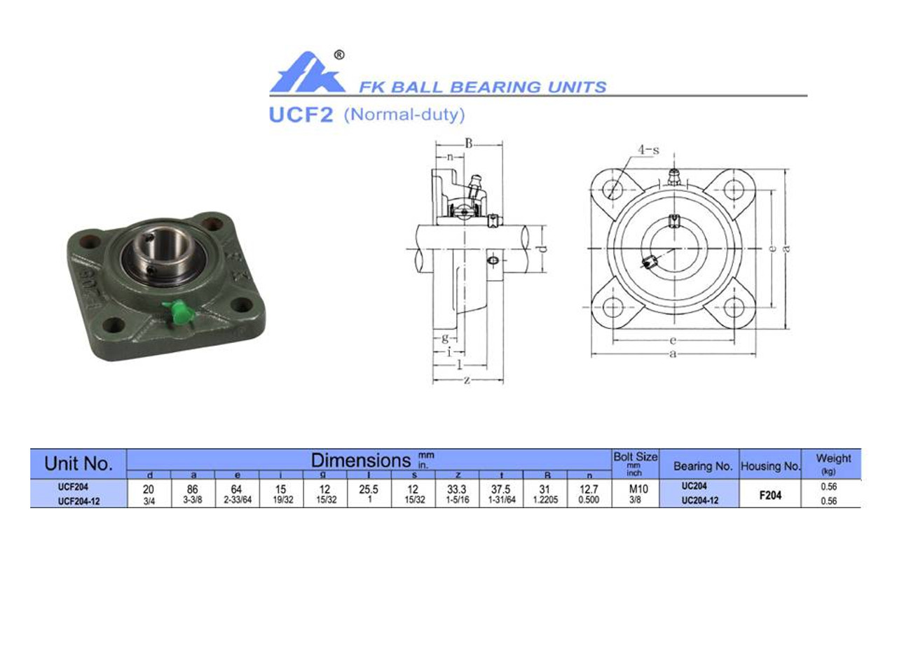 UCF204-12   3/4" Bore