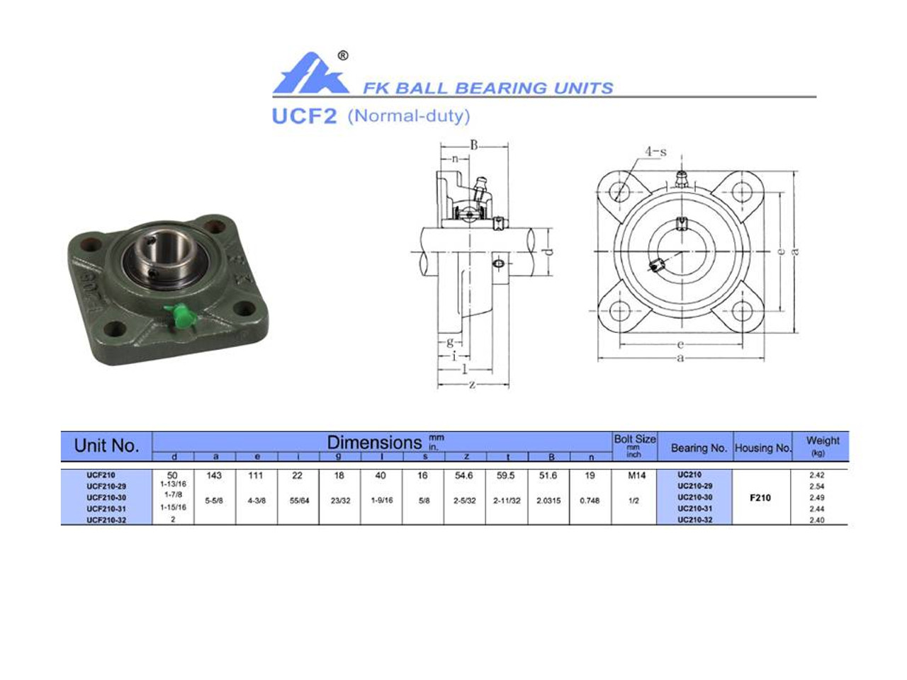 UCF210-32   2" Bore