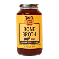 <p data-mce-fragment="1">The simmered-all-day, savory taste of Zoup! Good, Really Good® Beef Bone Broth is so fresh-tasting, you’ll enjoy drinking it warm as is, or you can add your own spices and herbs. Crafted from the highest quality ingredients, the homemade flavor of our Beef Bone Broth also serves as a wonderful base for soups, stews and gravies.</p>
<p data-mce-fragment="1">Ingredients: Beef Bone Broth, Natural Flavor, Yeast Extract, Sea Salt.</p>