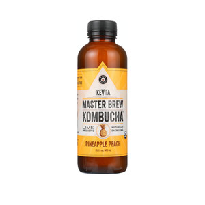 Two all-time favorites come together in an energizing, sparkly, sassy and pleasingly sweet kombucha. <strong>KeVita Master Brew Kombucha</strong> is energizing with a bold brewed tea taste. Fermented with our proprietary kombucha tea culture, our Master Brew Kombucha has billions of live probiotics, active cultures, and is verified non-alcoholic<br data-mce-fragment="1"><br data-mce-fragment="1"><strong>INGREDIENTS</strong><br data-mce-fragment="1">Sparkling Water, Kombucha Culture (Filtered Water, Black Tea*, Green Tea*, Natural Flavor*)*, Filtered Water, Cane Sugar*, Bacillus Coagulans MTCC 5856, Ginger Extract*, Pineapple Flavor*, Peach Flavor*, Black Tea*, Black Tea Essence*, Caffeine (Green Coffee Bean Extract)*, Green Tea*, Purified Stevia Leaf Extract*.<br data-mce-fragment="1">*CERTIFIED ORGANIC INGREDIENT