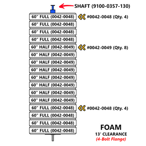 FRONT Side Brush, FOAM, 13', DHB-13, Flange Style