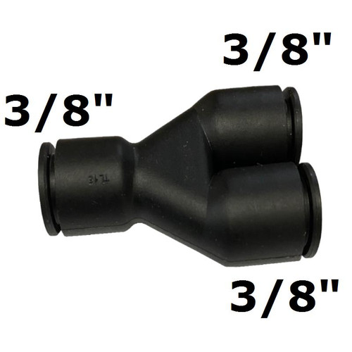  3/8" Y Connector, 3/8" Poly x 3/8" Poly x 3/8" Poly Y Union Connector 