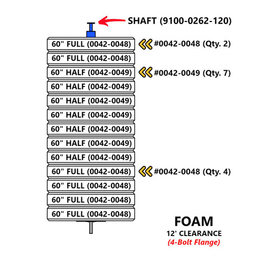  Side Brush, FOAM, 12', 5000/5M, Flange Style 