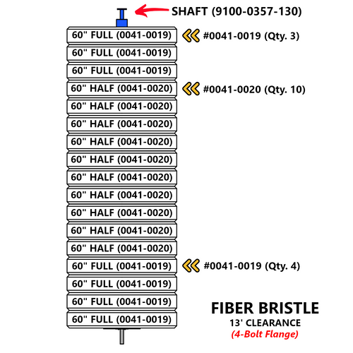 FRONT Side Brush, FIBER, 13', DHB-13, Flange Style