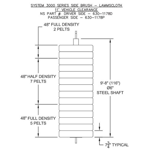  Side Brush, LAMMSCLOTH, 11', 3100/3250, Driver 