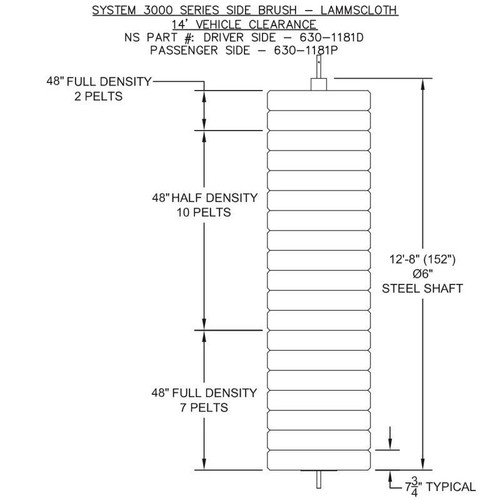  Side Brush, LAMMSCLOTH, 14', 3100/3250, Passenger 